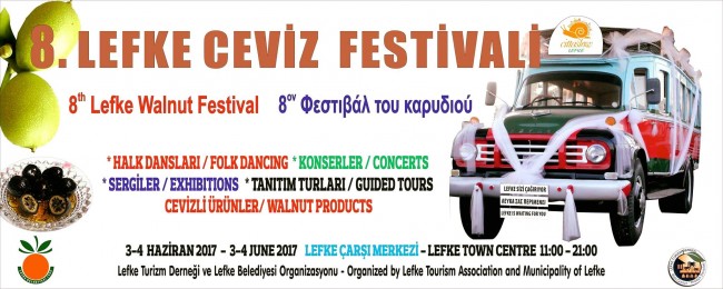 Lefke Belediyesi ve Lefke Turizm Derneği işbirliğinde düzenlenecek olan 8. Lefke Ceviz Festivali 3-4 Haziran tarihleri arasında gerçekleşiyor.